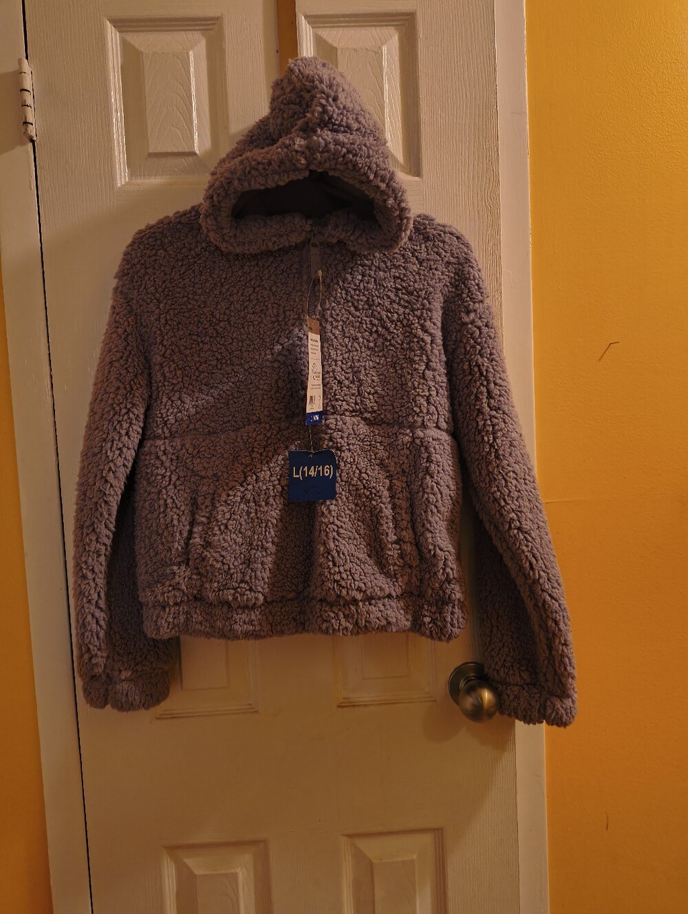 Kids Plush Hooded Sherpa Jacket - Taupe